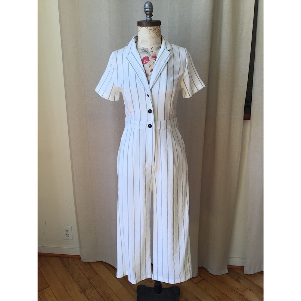 Short Sleeve Striped Jumpsuit